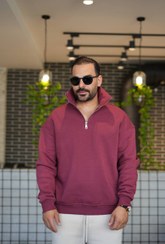 تصویر دورس نیم‌زیپ VAMOS ترک داخل کرک - زرشکی / XL 