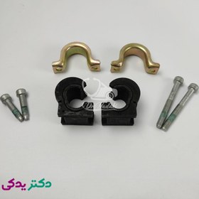 تصویر پایه نگهدارنده میل موج گیر پژو 405 طرح جدید کامل (لاستیک چاکدار، پیچ، پایه) دست دو عددی شرکتی ایساکو اصل 1810603599 