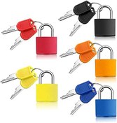 تصویر قفل چمدانی با کلید، 5 عددی رنگی قفل چمدان کوچک با کلید قفل مسافرتی فلزی برای قفل چمدان کیف لپ تاپ کمد بدنسازی 