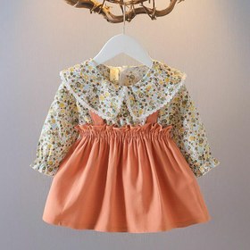 تصویر پیراهن دامنی دخترانه گلدار 