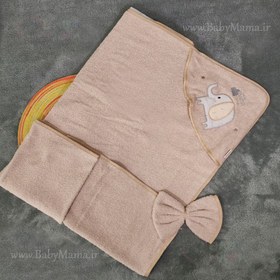 تصویر حوله دوتیکه گلدوزی سایز 90 