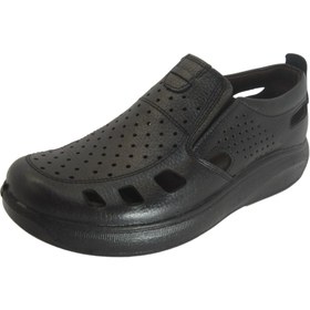 تصویر کفش مردانه چرم طبیعی تابستانی آیسان مشکی ارسال رایگان با گارانتیAISAN 