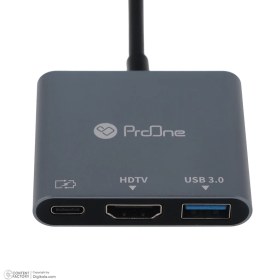 تصویر تبدیل Type-C به USB Type-C، USB Type-A، HDMI پرووان مدل ProOne PHU552 ProOne 3in1 Type-C Adapter HUB HDTV + USB3.0 + Type-C Charging (PD 85W) PHU 552