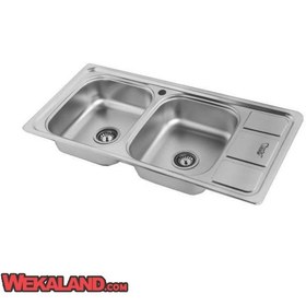 تصویر سینک ظرفشویی توکار نگین الماس مدل SA10 با ۲ لگن استیل 