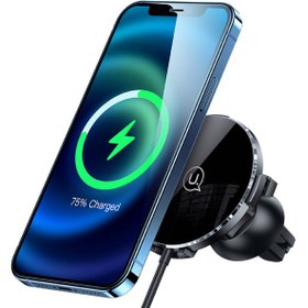 تصویر هولدر و شارژر بی سیم داخل خودرو 15 وات یوسامز Usams US-CD164 Transparent Magnetic Car Wireless Charger Usams US-CD164 Transparent Magnetic Car Wireless Charger