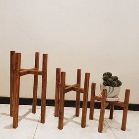 تصویر استند گل چهارپایه گلدان چهار پایه چوبی (یکسال ضمانت) (ارسال با تیپاکس و پس کرایه) 