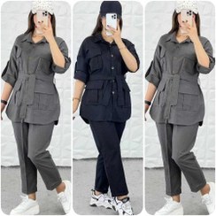 تصویر ست مانتو شلوار زنانه هما جنس پرشیا سایز فری تا ۴۶ 