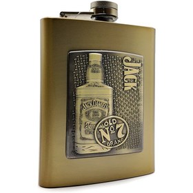 تصویر بطری جیبی پلاک دار جک دنیلز گلد Jack Daniels Gold pocket bottle with plaque
