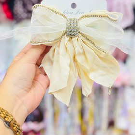 تصویر پاپیون توری نگینی - مشکی 