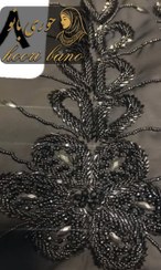 تصویر عبا جواهر دوزی طرح مگنولیا | طراحی لوکس با کریستال و منجوق دوزی برای مجالس رسمی 