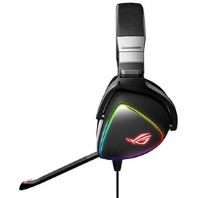 تصویر هدست گیمینگ ایسوس مدل ASUS Gaming Headset ROG DELTA با میکروفون و هدفون گیمینگ سازگار Hi Res ESS Quad DAC برای رایانه شخصی، مک، PS4، Xbox One Aura Sync RGB روشنایی مشکی، استاندارد، سیمی - ارسال 20 روز کاری 