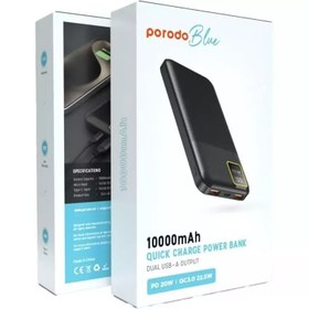 تصویر پاوربانک پرودو مدل PB22WPB10K ظرفیت 10000 میلی آمپر ساعت Porodo Blue 10000mAh-22.5W Quick Charge Power Bank Dual USB-A Output