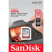 تصویر کارت حافظه SD سن دیسک ظرفیت 32 گیگابایت - سرعت 120 SanDisk 32GB Ultra 120MB-s SD Card