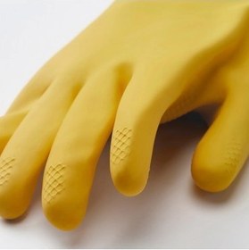 تصویر دستکش ظرفشویی زرد روشن/سفید استخوانی ایکیا RINNIG سایز S Cleaning gloves, Bright yellow/off- White, S