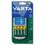 تصویر شارژر باتری وارتا مدل LCD به همراه ۴ عدد باتری ۲۶۰۰ میلی آمپر 