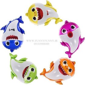 تصویر بادکنک فویلی پنج تکه طرح بیبی شارک 