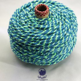 تصویر طناب رنگی ترکیبی آبی و فسفری پلی استر 4 میلی متر Colored jute rope 4mm