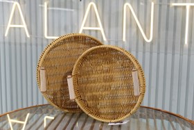 تصویر سبد حصیری دسته بامبو 