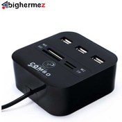 تصویر هاب USB 2.0 سه پورت و کارت خوان همه کاره ایکس پی-پروداکت مدل XP-HC836 Three-port USB 2.0 hub and multipurpose card reader XP-Product model XP-HC836