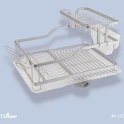 تصویر جا ظرفی دو طبقه آلومینیوم یونیک مدل UN-2652 Unique 2-Tier Black Aluminum Dish Rack with Drainer Model UN-2652