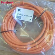 تصویر کابل 5 متری سنسور با کانکتور 4 پین نظامی سرکج با قطر M12 sensor cable with 4-pin military connector with M12 diameter tilted head (90 degrees)