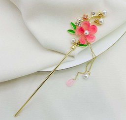 تصویر کانزاشی مو فلزی طرح شکوفه بزرگ آویردار 