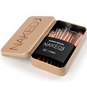 تصویر ست برس آرایش با جعبه های فلزی NAKED 3 (15cm x 9cm) ا Make Up Brush Naked 3 / NAKED3 Brush Set Kit Make Up Brush Naked 3 / NAKED3 Brush Set Kit