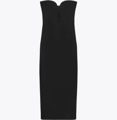 تصویر لباس شب میدی یقه دلبری زنانه مشکی زارا 