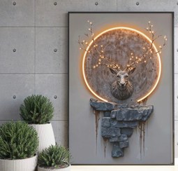 تصویر تابلو بوم گوزن چاپی سایز ۱۲۰×۸۰ 