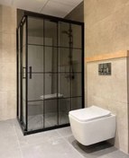 تصویر کابین دوش کشویی فریم‌ دار پروفیل فلت شیشه سکوریت - شفاف / سفید 