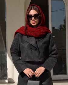 تصویر کراپ کت فوتر رنگ زغالی کد (7128) Crop coat footer charcoal color