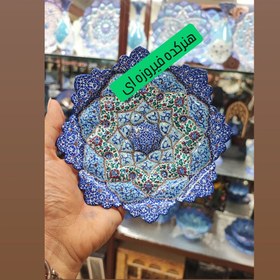 تصویر بشقاب ۱۶سانتی متری میناکاری روی مس 16 cm enameled plate on copper