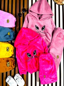 تصویر هودی شلوار بچگانه دو رو پولیشی مناسب ۲ تا ۷ سال رنگ طلایی 