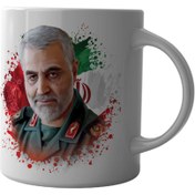 تصویر ماگ چاپلینو طرح شهید حاج قاسم سلیمانی کد M028 Mug Chaplino design of martyr Haj Qassem Soleimani