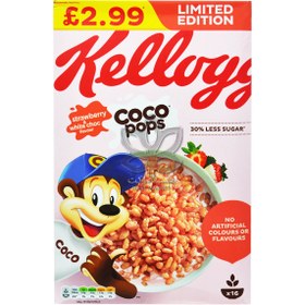 تصویر غلات صبحانه کوکو پاپز توت فرنگی کم شکر ۴۸۰ گرم کلاگز – kelloggs 