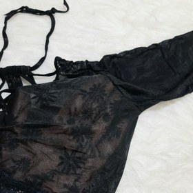 تصویر ست نیمتنه و شورت فانتزی زنانه از جنس گیپور سایزبزرگ کد 960918 Women's lingerie