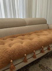 تصویر کاور و تشکچه نشیمن مبل مدل منگوله دار جنس تدی مناسب برای مبل سه نفره،دو نفره،یک نفره و هر تعداد مبل که بخواهید - شکلاتی / نشیمن مبل تک نفره 