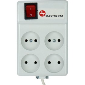 تصویر چند راهی 4 خانه برق الکترو فاز Electro Faz با کابل 3 متری شرینک Electro Faz 3m 4 Way Power Strip