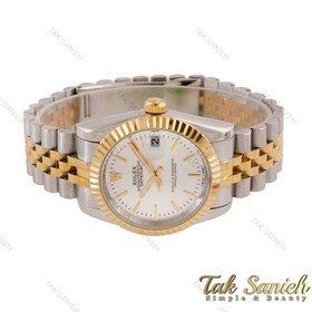 تصویر ساعت رولکس مردانه دورنگ طلایی خطی صفحه نقره ای Rolex-4729-G 