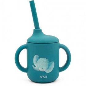 تصویر لیوان سیلیکونی نی دار کودک ساسی طرح فیل 