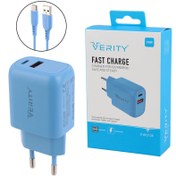 تصویر شارژر دیواری 30 وات وریتی V-AP2128 QC3.0 PD 3A + کابل تایپ سی Verity V-AP2128 2Port QC3.0 PD 3A 30W Wall Charger With Type-C Cable