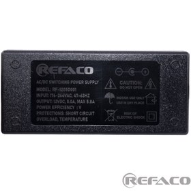 تصویر آداپتور 5آمپر واقعی REFACO DESKTOP ADAPTOR 12V MAX 5.2A WITH COMPLETE PROTECTION RF1205-D001 