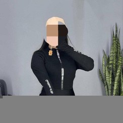 تصویر بادی زنانه فینگردار زیپدار سایز فری رنگ مشکی 