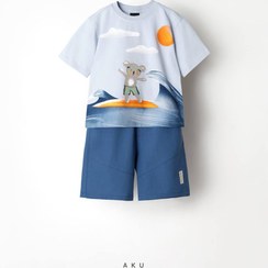 تصویر ست تیشرت شلوارک چاپی اسپرت نخ پنبه،دورس طرح کوالا برند آکو aku آکو aku