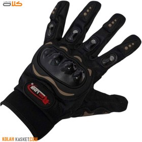 تصویر دستکش موتور سواری ضرب گیر دار ردلاین مشکی مدل 54 Redline black protective motorcycle riding gloves, model 54