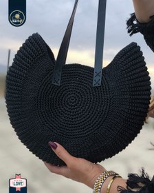 تصویر کیف رافیا صدف مشکی 