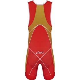 تصویر دوبنده کشتی آسیکس روسی قرمز Wrestling singlet red blue