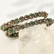 تصویر النگو هندی بوهو با نگین های سبز و قرمز - 170 