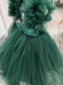 تصویر لباس عروس بچگانه دامن بلند یشمی مجلسی Dress