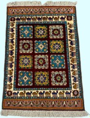 تصویر گلیم فرش دستبافت 1.7متری برجسته طرح قابی بافت خراسان کد 0700452 Handmade 1.7m rug carpet frame design khorasan code 0700452